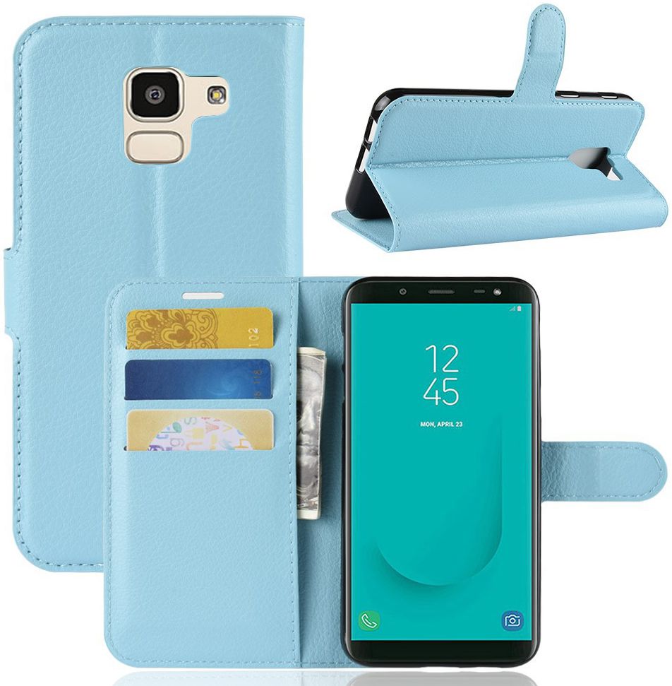 Samsung Galaxy J6 (2018) Litchi Skin Leren Portemonnee Hoesje Blauw afbeelding 10
