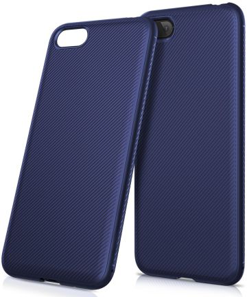 Huawei Y5 (2018) Twill Texture TPU Hoesje Blauw Hoesjes