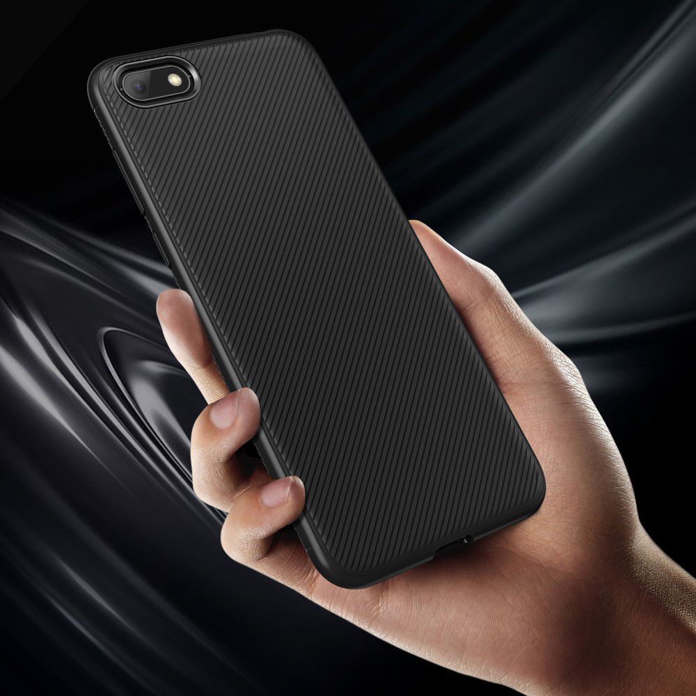 Huawei Y5 (2018) Twill Texture TPU Hoesje Zwart afbeelding 4