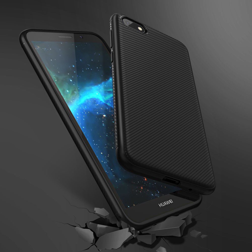 Huawei Y5 (2018) Twill Texture TPU Hoesje Zwart afbeelding 5