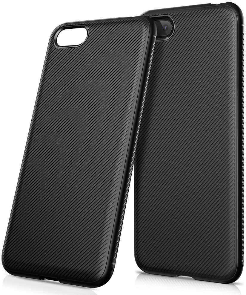 Huawei Y5 (2018) Twill Texture TPU Hoesje Zwart afbeelding 1