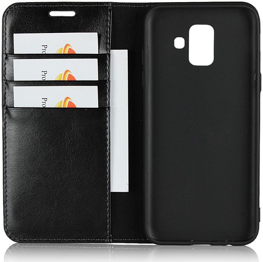 Samsung Galaxy A6 Crazy Horse Leren Portemonnee Hoesje Zwart afbeelding 4