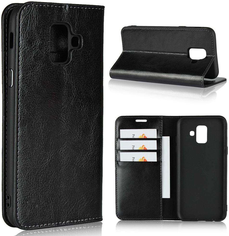 Samsung Galaxy A6 Crazy Horse Leren Portemonnee Hoesje Zwart afbeelding 6