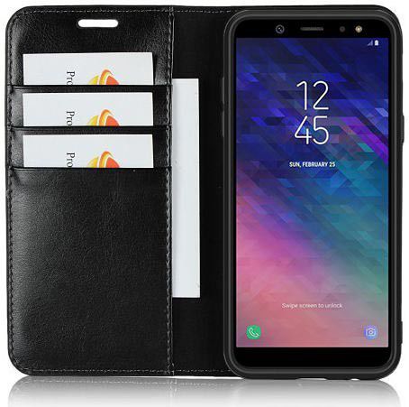 Samsung Galaxy A6 Crazy Horse Leren Portemonnee Hoesje Zwart afbeelding 1