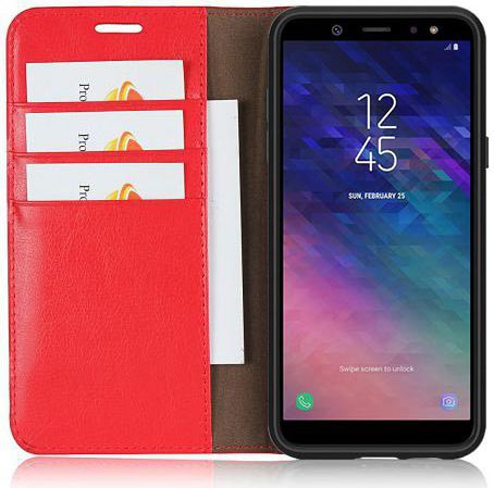 Samsung Galaxy A6 (2018) Crazy Horse Leren Portemonnee Hoesje Rood afbeelding 2