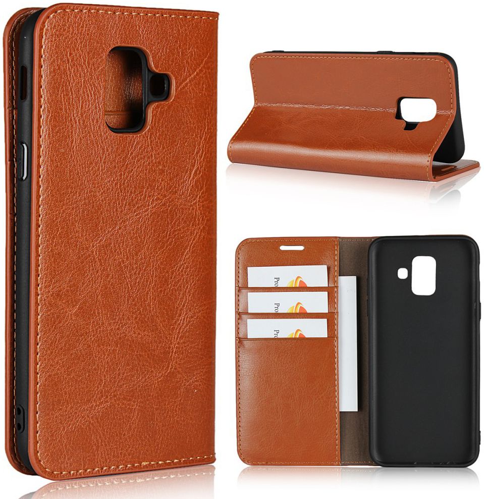 Samsung Galaxy A6 Crazy Horse Leren Portemonnee Hoesje Bruin afbeelding 7