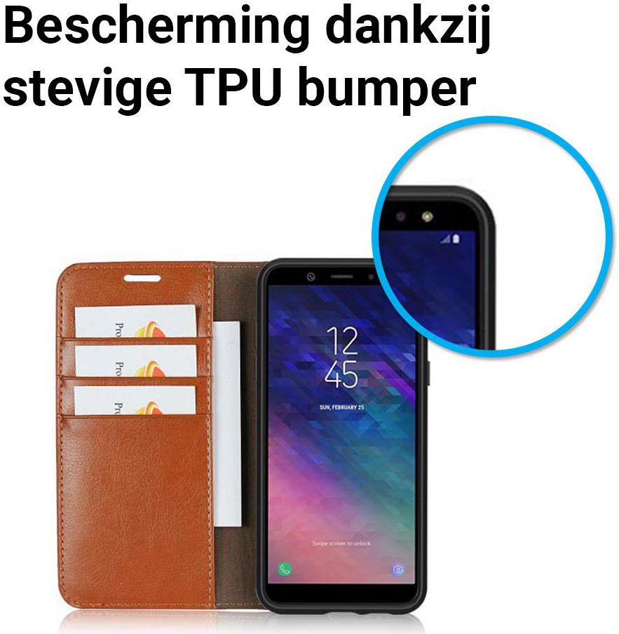 Samsung Galaxy A6 Crazy Horse Leren Portemonnee Hoesje Bruin afbeelding 9