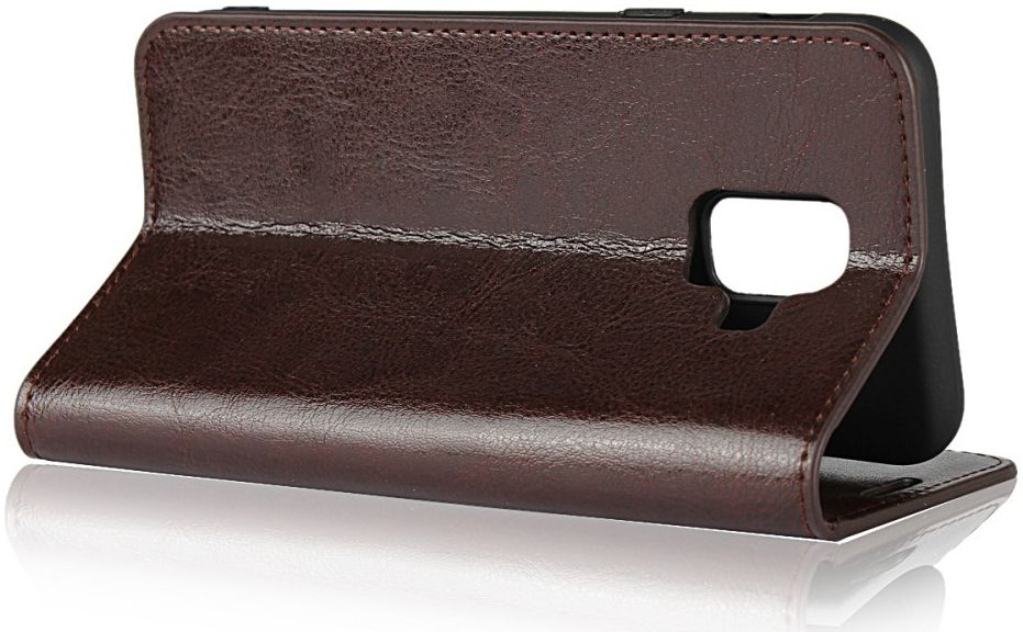 Samsung Galaxy A6 Crazy Horse Leren Portemonnee Hoesje Coffee afbeelding 2
