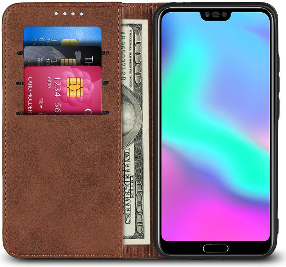 Honor 10 Leren Portemonnee Hoesje Coffee afbeelding 2
