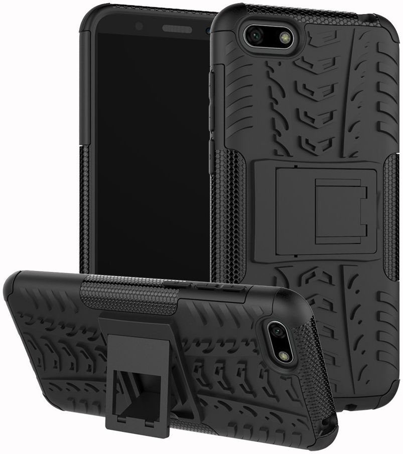 Huawei Y5 (2018) Hybride Kickstand Hoesje Zwart afbeelding 1
