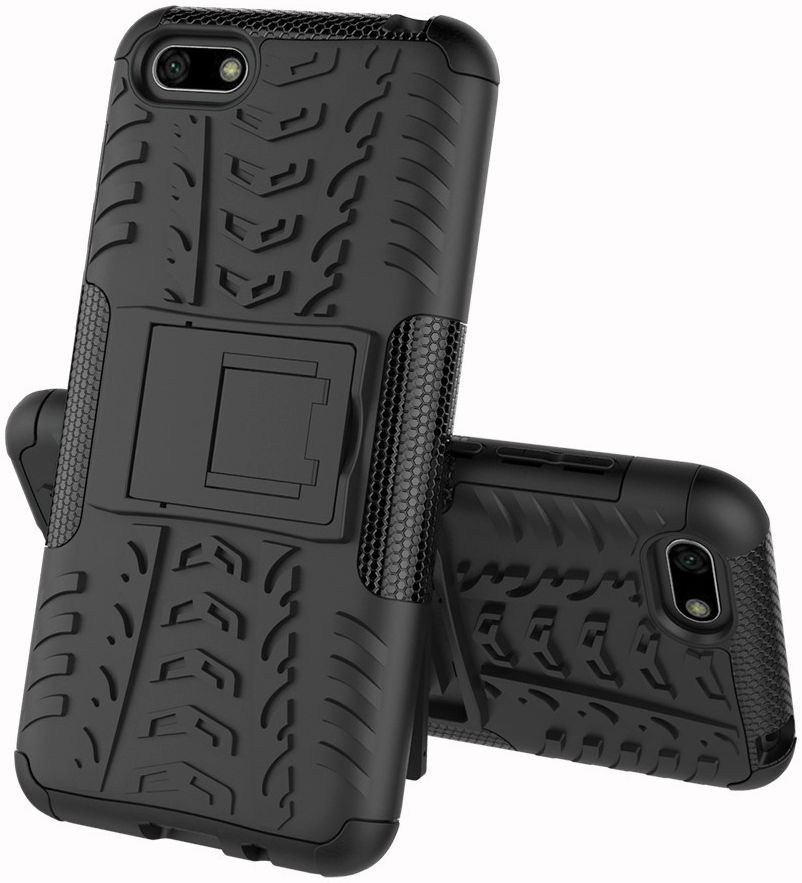 Huawei Y5 (2018) Hybride Kickstand Hoesje Zwart afbeelding 2