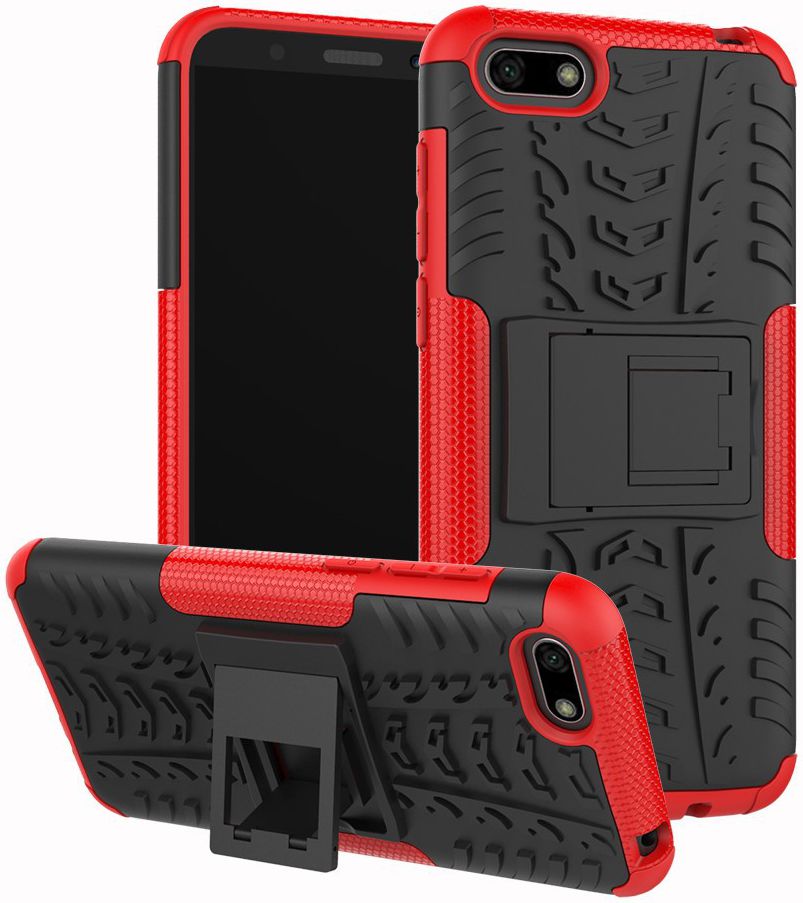 Huawei Y5 (2018) Hybride Kickstand Hoesje Rood afbeelding 1