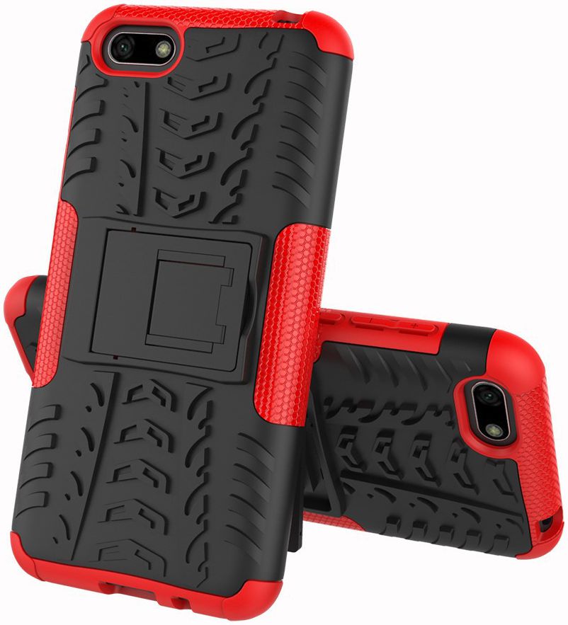 Huawei Y5 (2018) Hybride Kickstand Hoesje Rood afbeelding 2