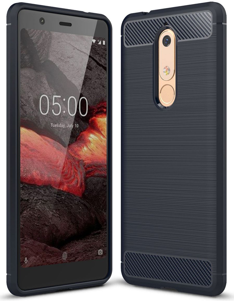 Nokia 5.1 Geborsteld TPU Hoesje Blauw afbeelding 1