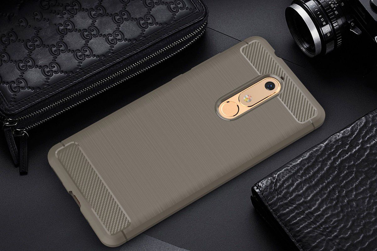 Nokia 5.1 Geborsteld TPU Hoesje Grijs afbeelding 2