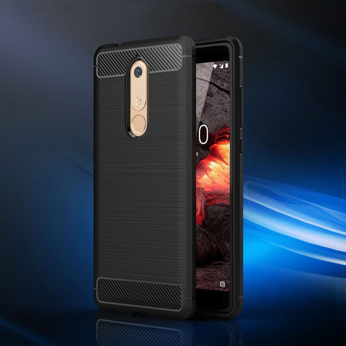 Nokia 5.1 Geborsteld TPU Hoesje Grijs afbeelding 6