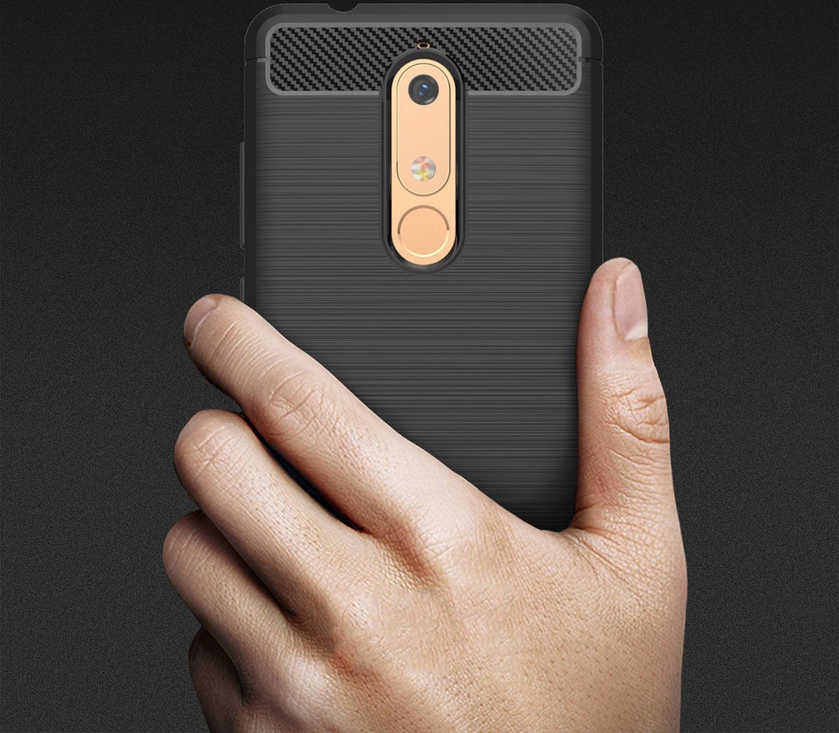 Nokia 5.1 Geborsteld TPU Hoesje Grijs afbeelding 10