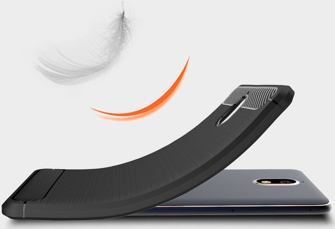 Nokia 3.1 Geborsteld TPU Hoesje Zwart afbeelding 4