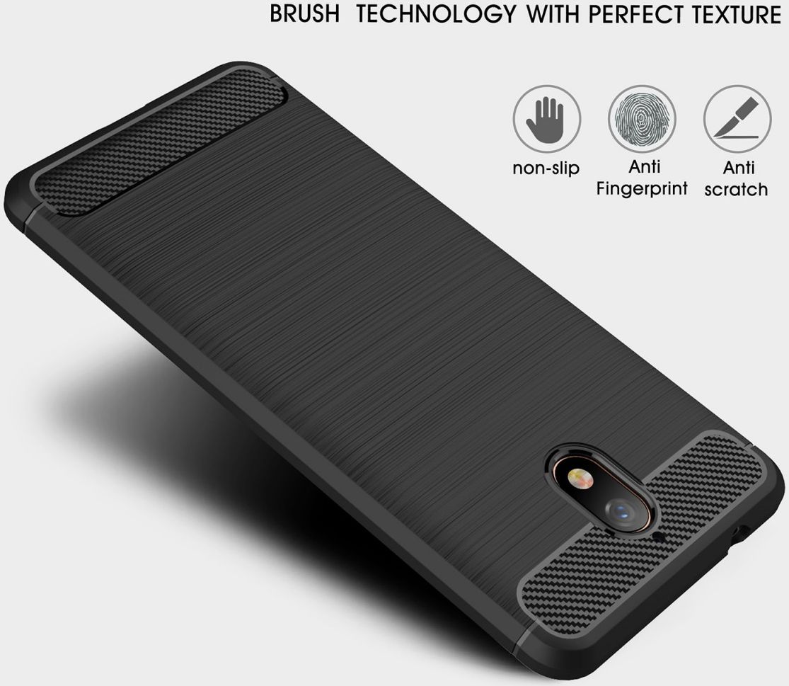Nokia 3.1 Geborsteld TPU Hoesje Zwart afbeelding 5