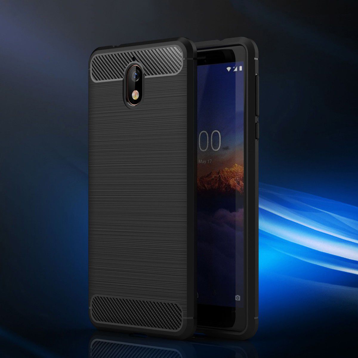Nokia 3.1 Geborsteld TPU Hoesje Zwart afbeelding 6