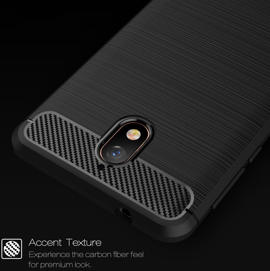 Nokia 3.1 Geborsteld TPU Hoesje Zwart afbeelding 7