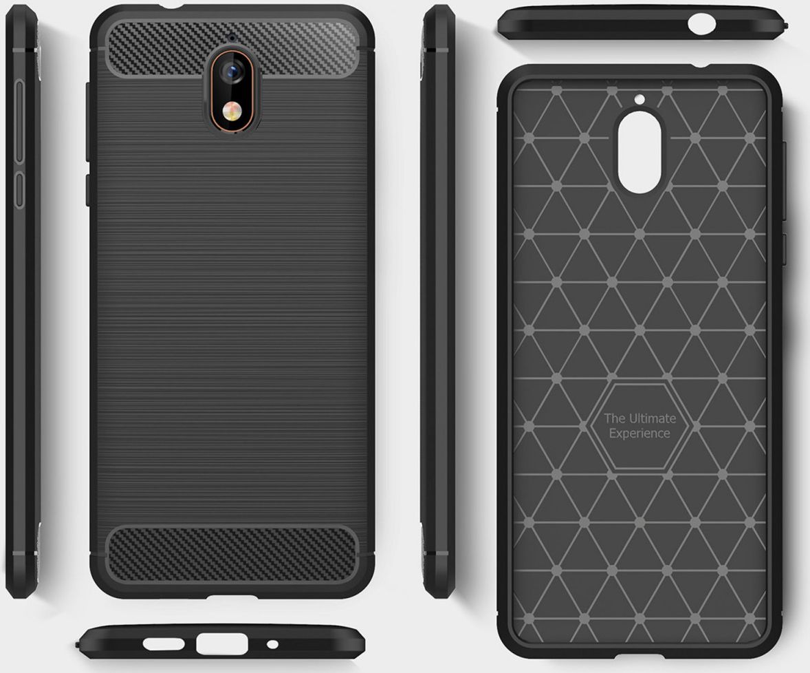 Nokia 3.1 Geborsteld TPU Hoesje Zwart afbeelding 10