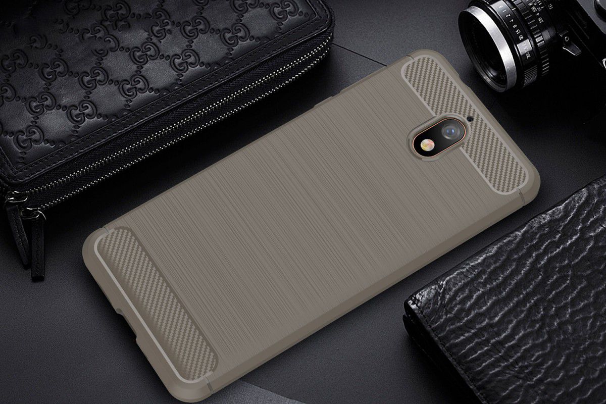 Nokia 3.1 Geborsteld TPU Hoesje Grijs afbeelding 2