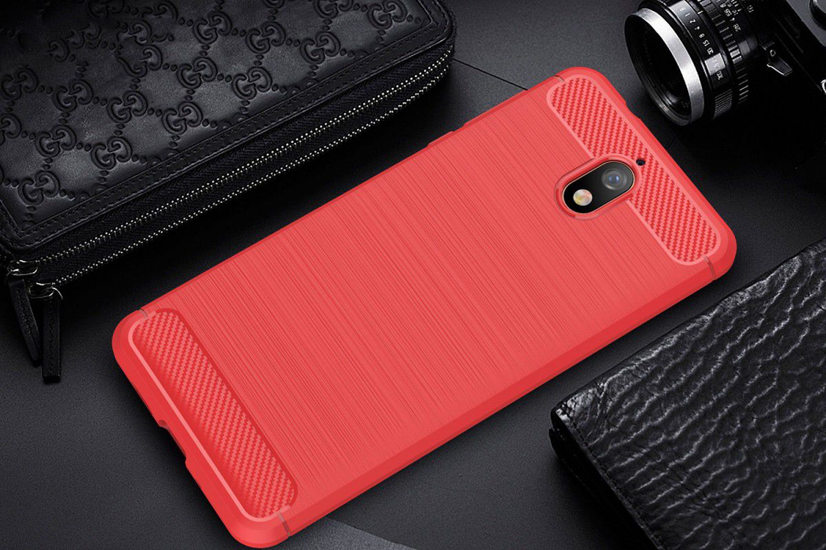 Nokia 3.1 Geborsteld TPU Hoesje Rood afbeelding 2