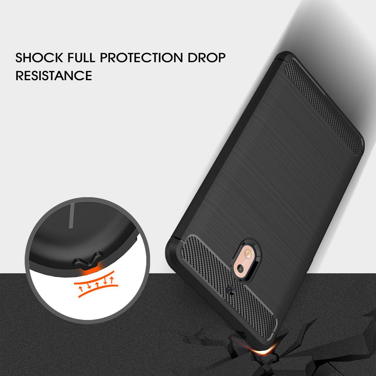 Nokia 2.1 Geborsteld TPU Hoesje Grijs afbeelding 4