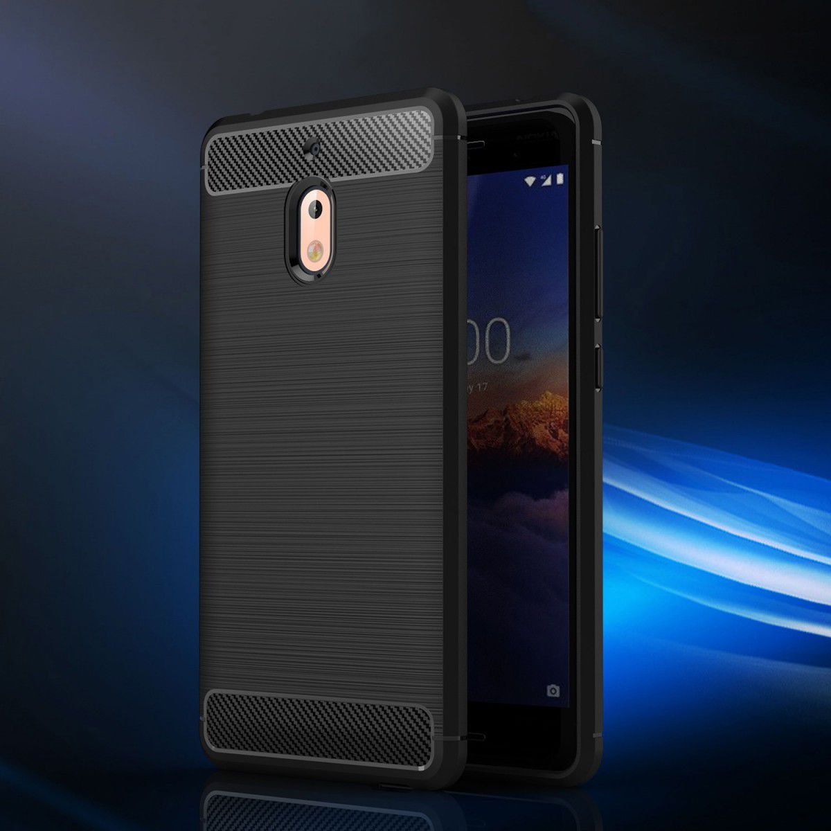 Nokia 2.1 Geborsteld TPU Hoesje Zwart afbeelding 5
