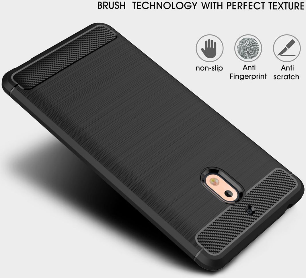 Nokia 2.1 Geborsteld TPU Hoesje Zwart afbeelding 6