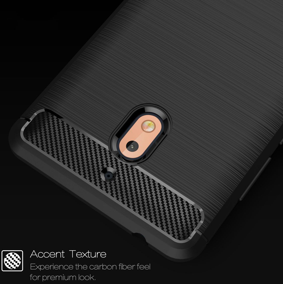 Nokia 2.1 Geborsteld TPU Hoesje Zwart afbeelding 7