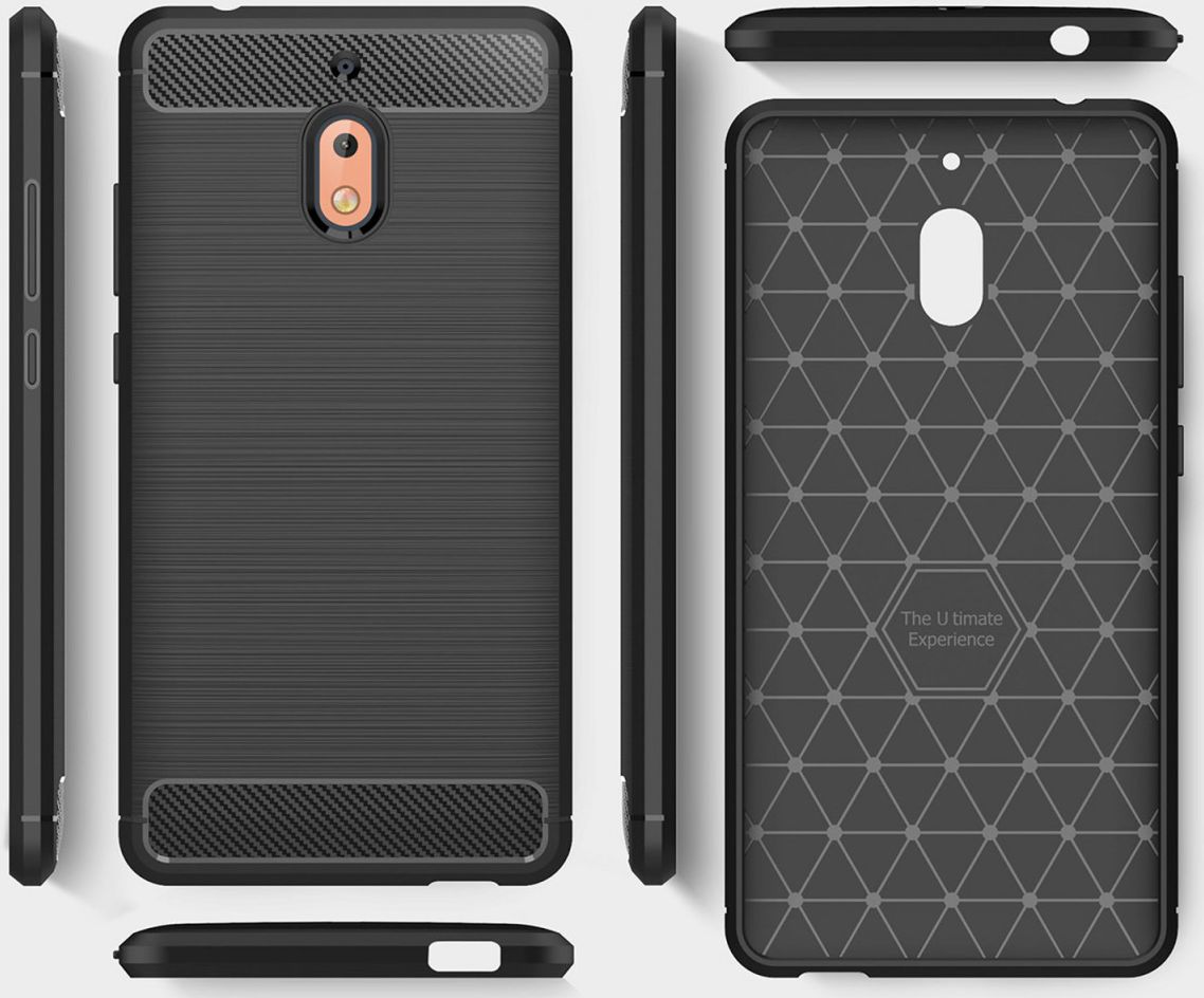 Nokia 2.1 Geborsteld TPU Hoesje Zwart afbeelding 10