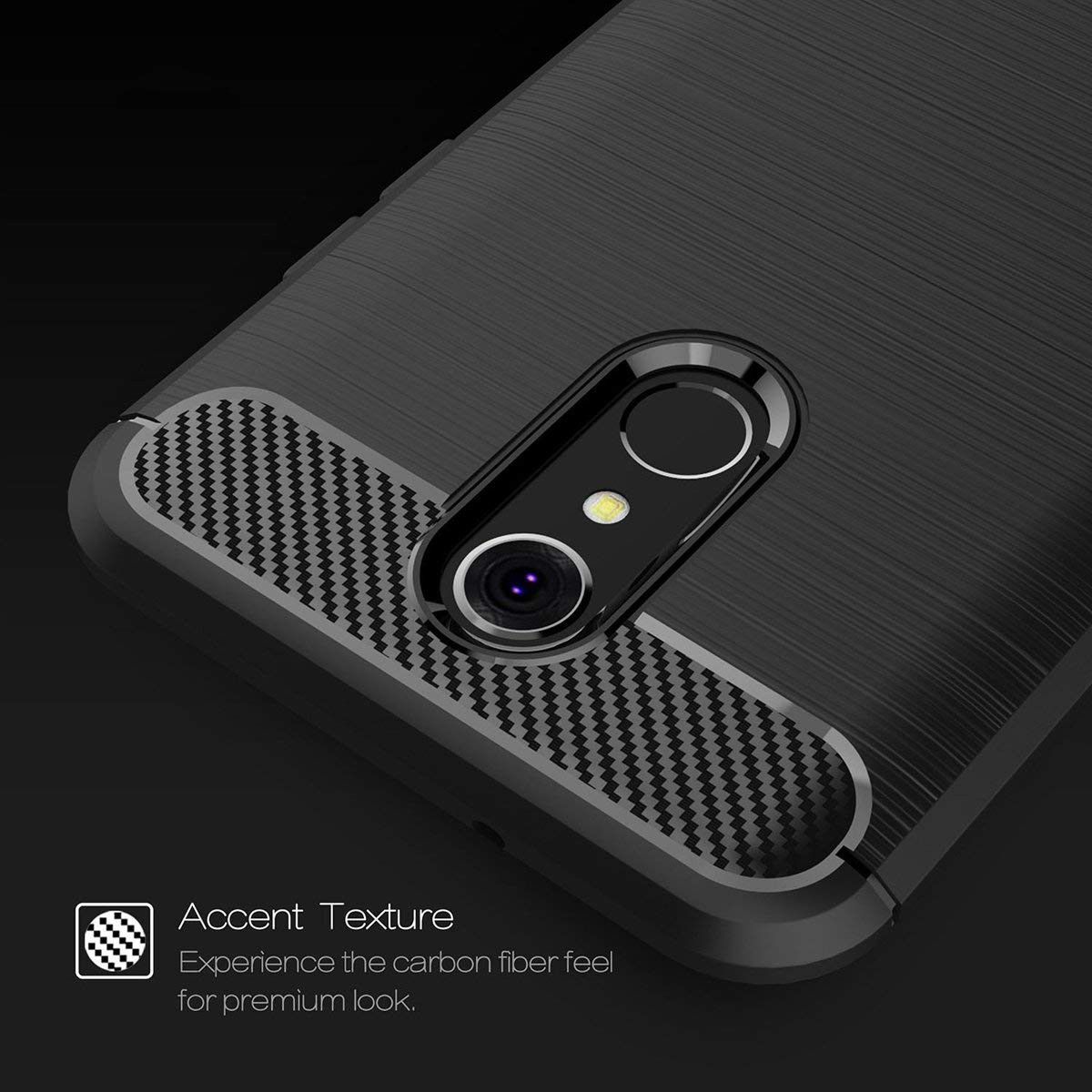 LG Q7 Geborsteld TPU Hoesje Zwart afbeelding 4