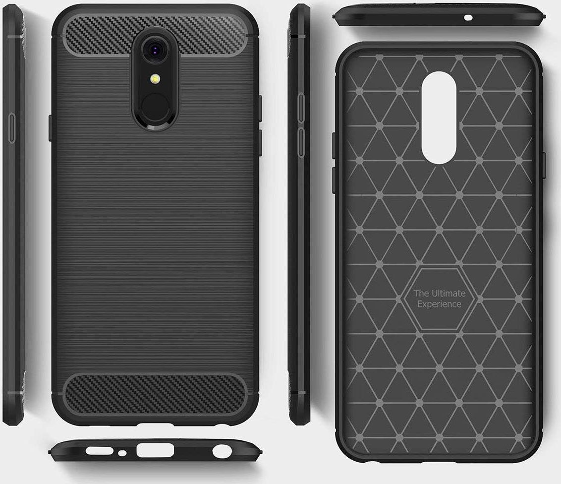LG Q7 Geborsteld TPU Hoesje Zwart afbeelding 6