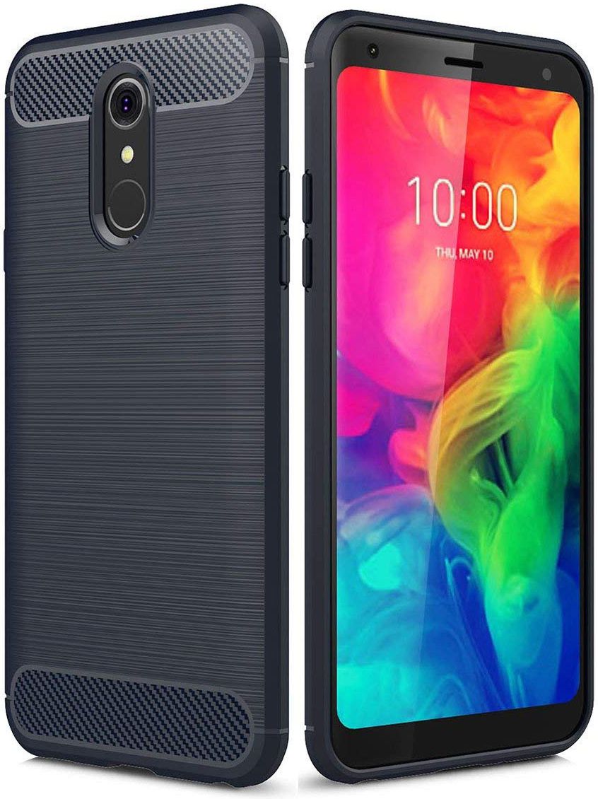 LG Q7 Geborsteld TPU Hoesje Blauw afbeelding 1