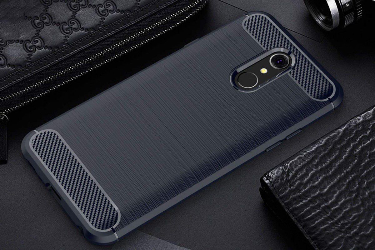 LG Q7 Geborsteld TPU Hoesje Blauw afbeelding 2