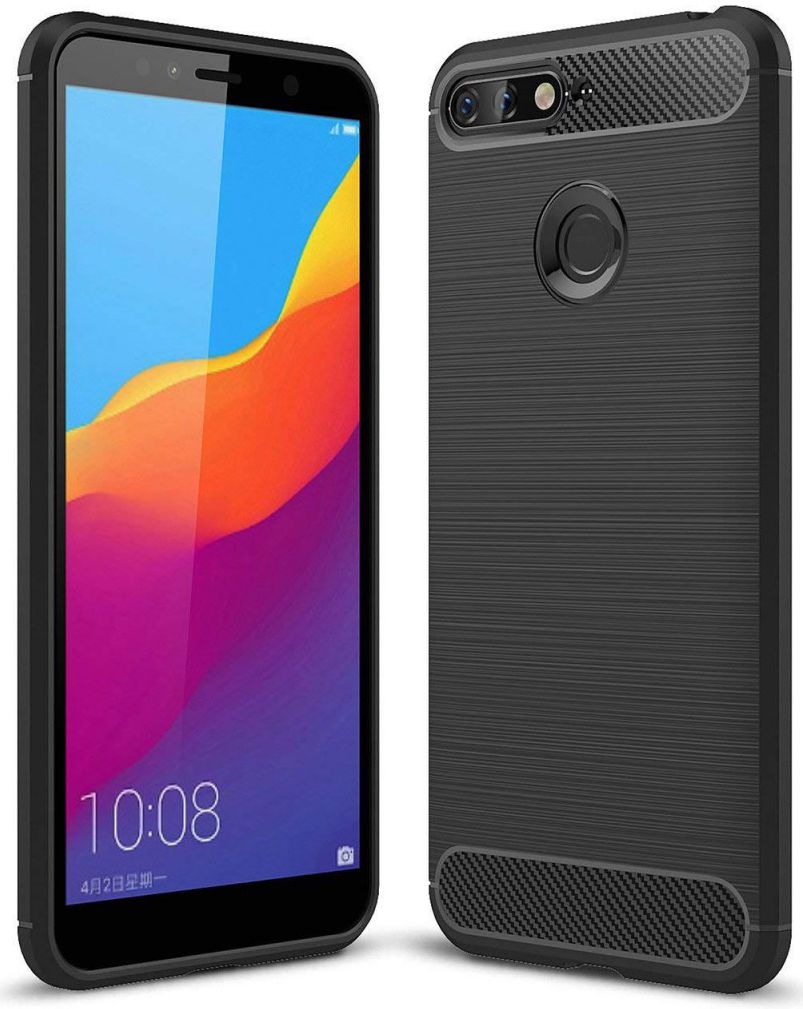 Honor 7A Geborsteld TPU Hoesje Zwart afbeelding 1