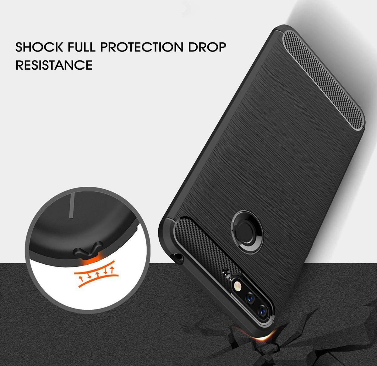 Honor 7A Geborsteld TPU Hoesje Zwart afbeelding 2