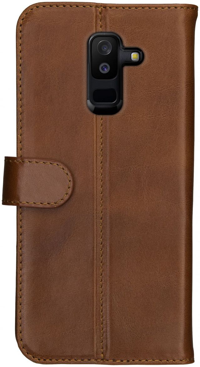 Rosso Deluxe Samsung Galaxy A6 Plus hoesje Echt Leer Book Case Bruin afbeelding 8