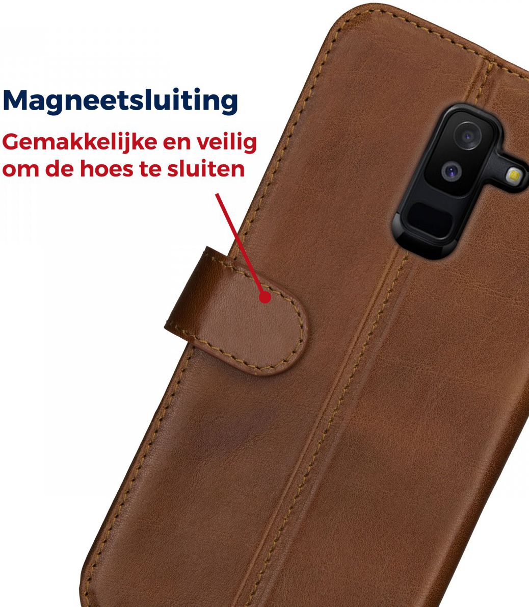 Rosso Deluxe Samsung Galaxy A6 Plus hoesje Echt Leer Book Case Bruin afbeelding 10
