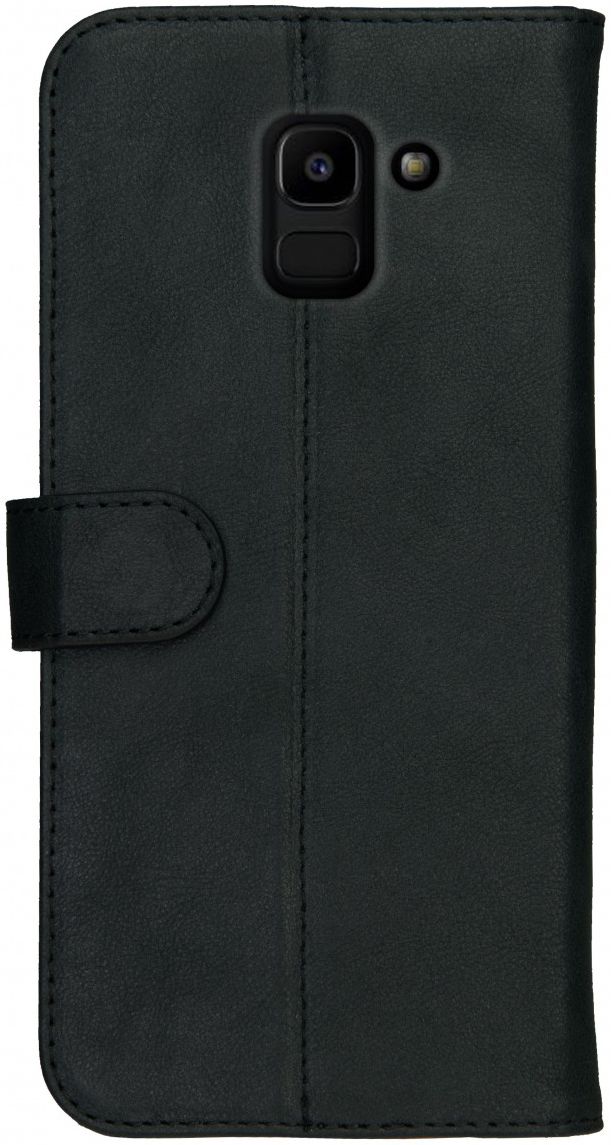 Rosso Deluxe Samsung Galaxy J6 2018 Hoesje Echt Leer Book Case Zwart afbeelding 5
