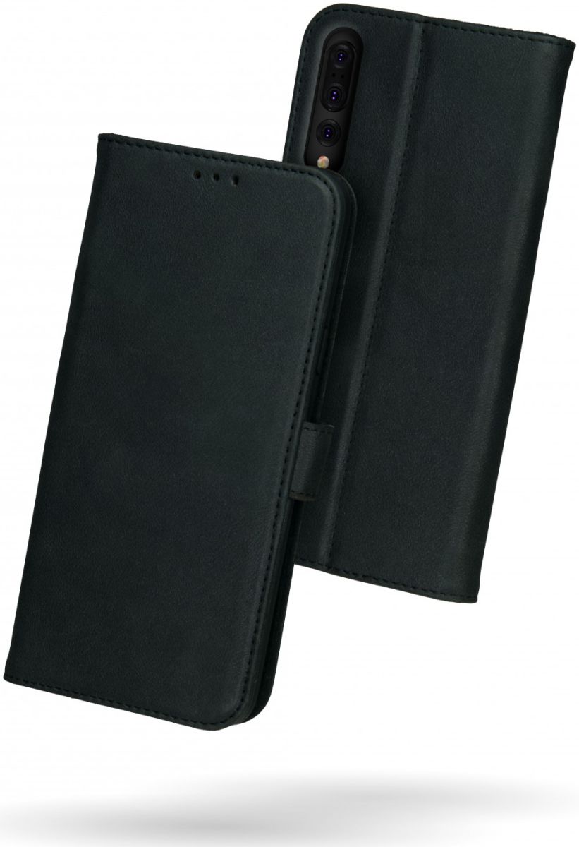 Rosso Deluxe Huawei P20 Pro Hoesje Echt Leer Book Case Zwart afbeelding 2