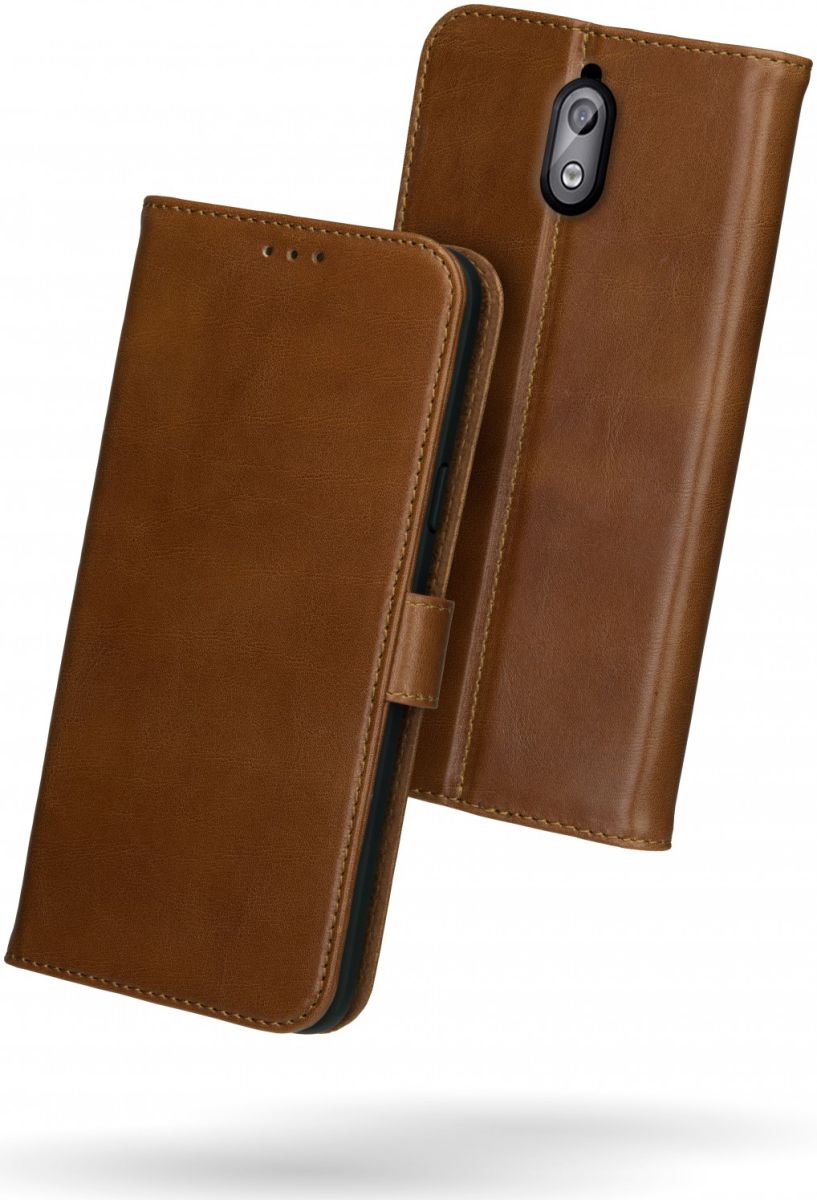 Rosso Deluxe Nokia 3.1 Hoesje Echt Leer Book Case Bruin afbeelding 2