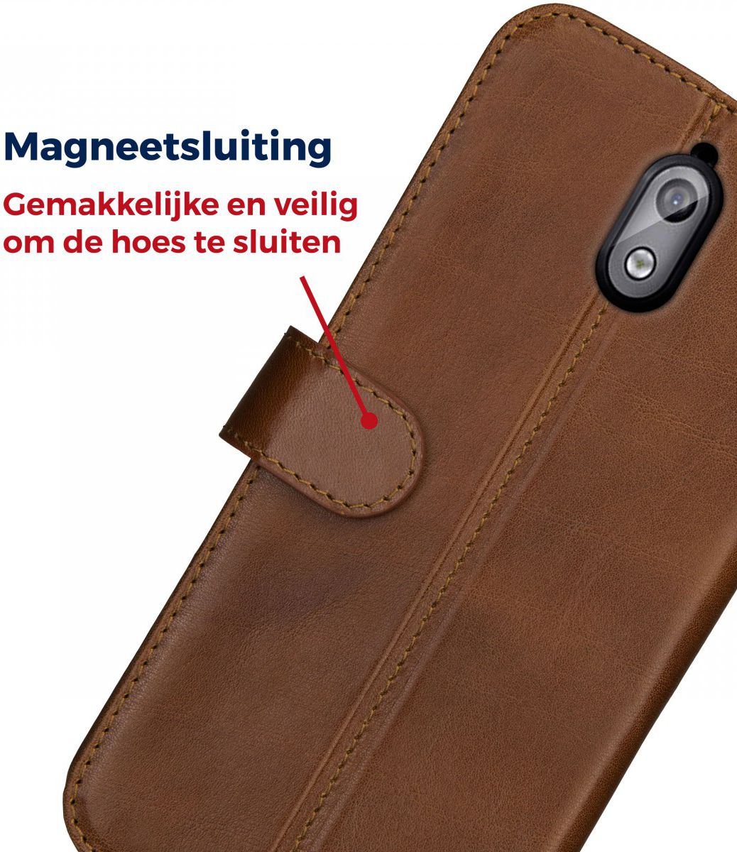 Rosso Deluxe Nokia 3.1 Hoesje Echt Leer Book Case Bruin afbeelding 11