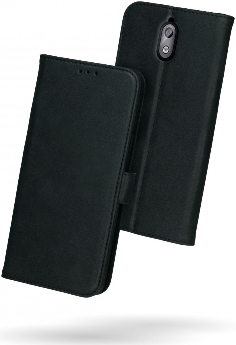Rosso Deluxe Nokia 3.1 Hoesje Echt Leer Book Case Zwart afbeelding 2