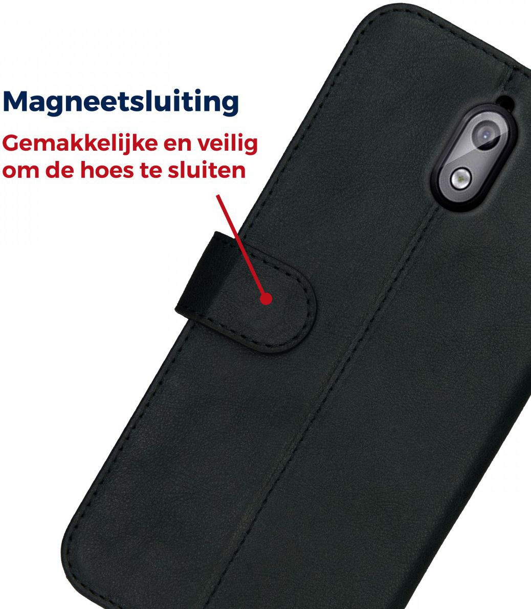 Rosso Deluxe Nokia 3.1 Hoesje Echt Leer Book Case Zwart afbeelding 10