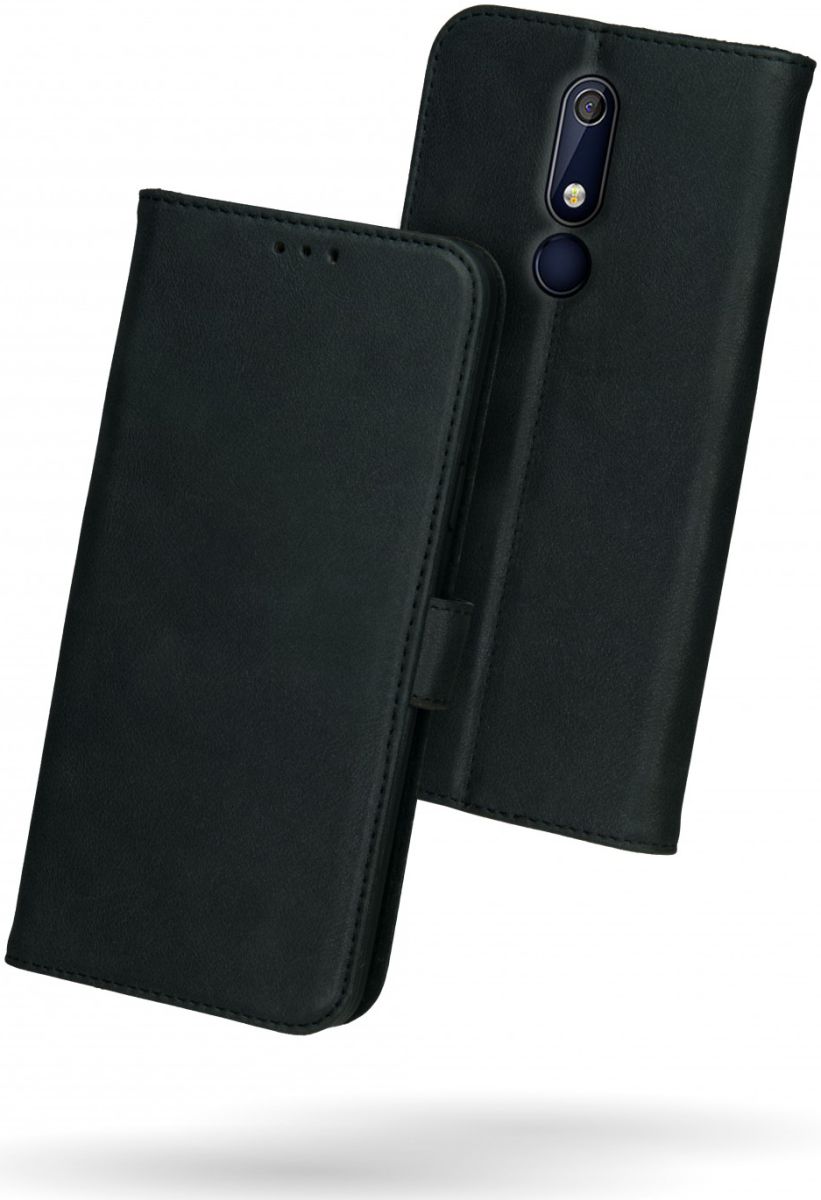 Rosso Deluxe Nokia 5.1 Hoesje Echt Leer Book Case Zwart afbeelding 2