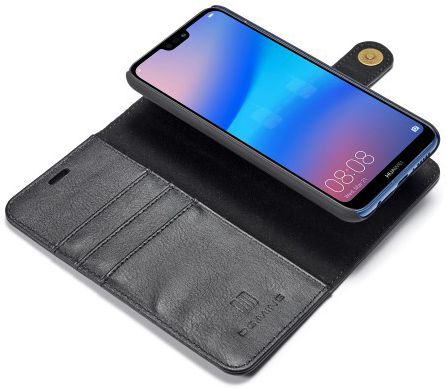 Huawei P20 Lite Leren Portemonnee Hoesje Zwart afbeelding 3