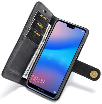 Huawei P20 Lite Leren Portemonnee Hoesje Zwart afbeelding 5